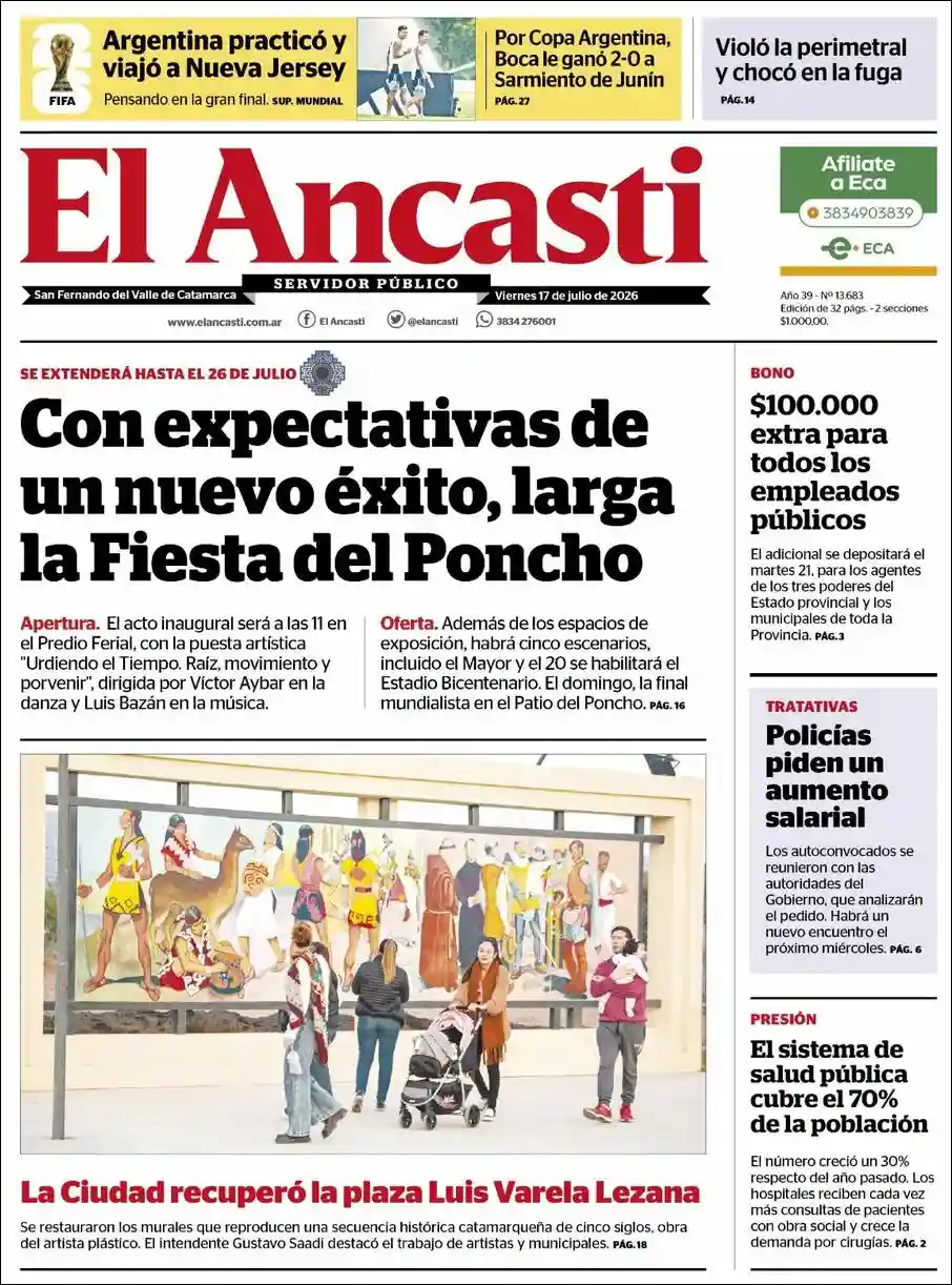 Evolucion Streaming | EL 5TO PODER - Tapa del diario Ancasti