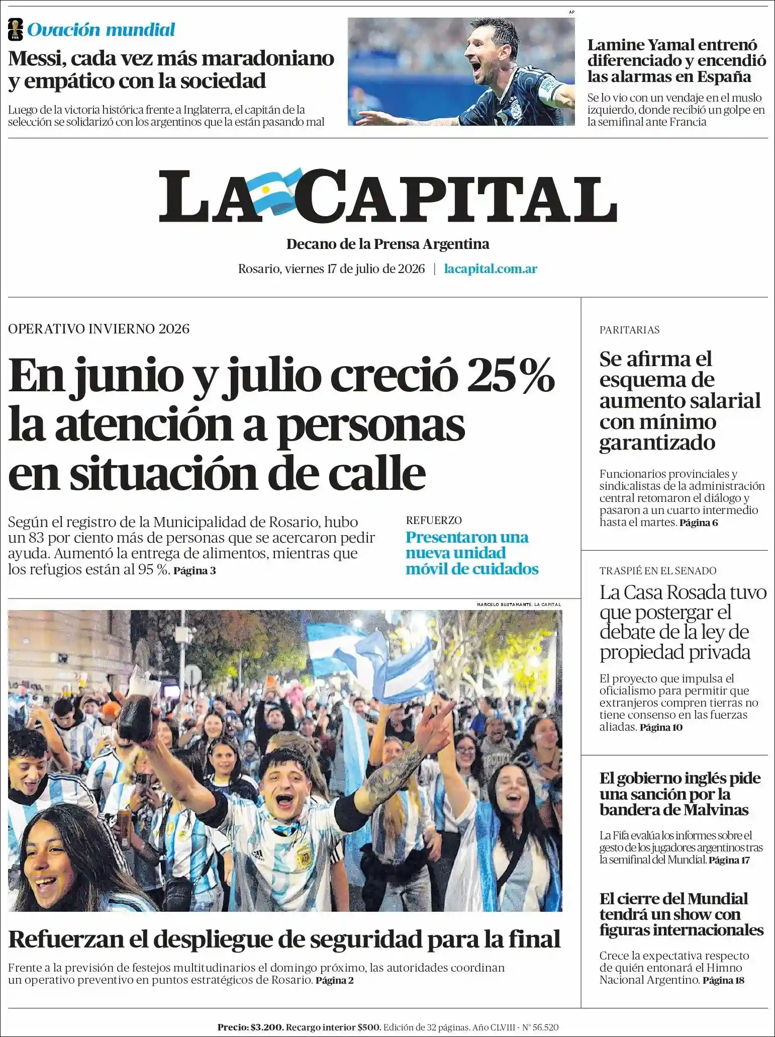 Evolucion Streaming | EL 5TO PODER - Tapa del diario La Capital Rosario