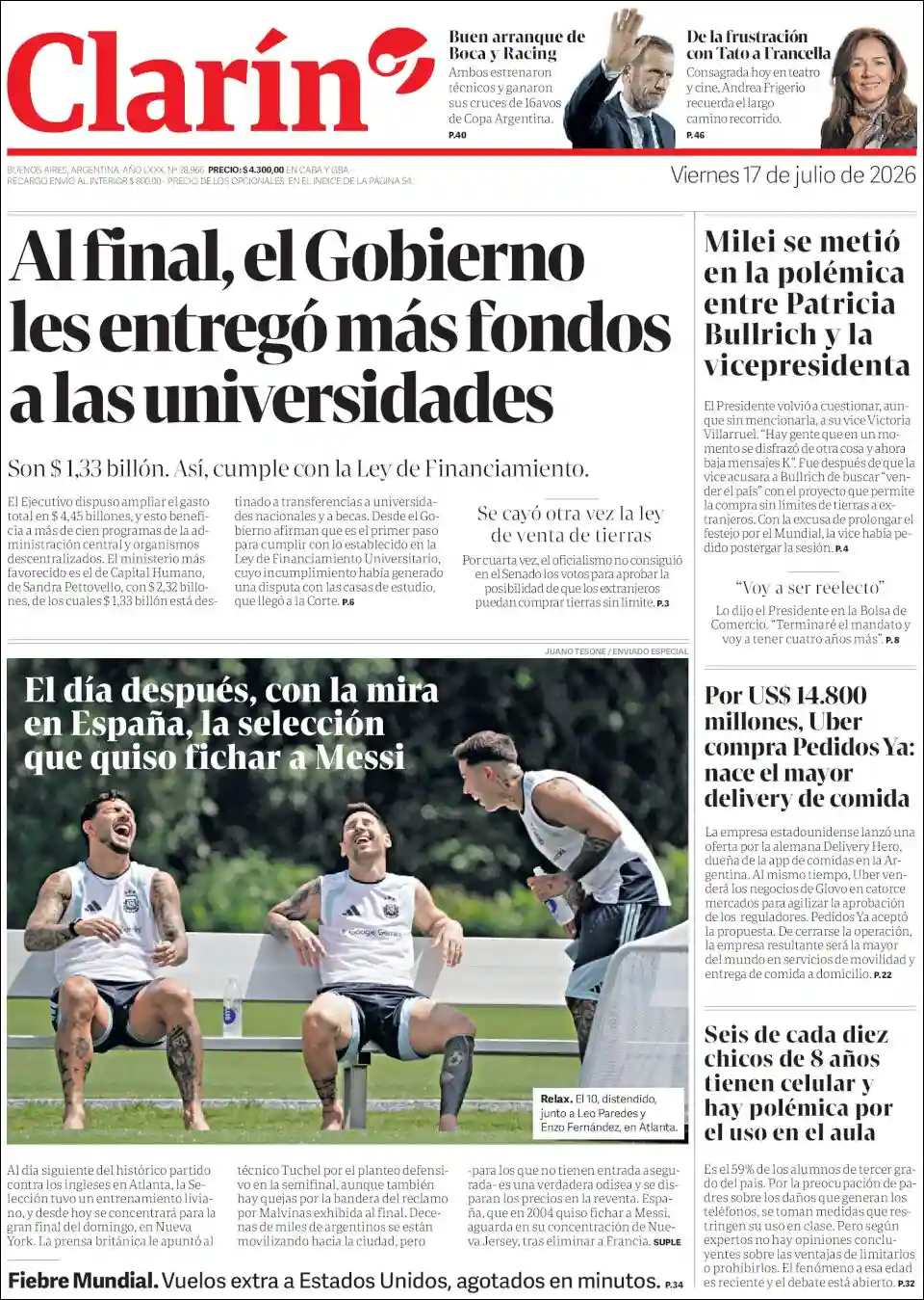 Evolucion Streaming | EL 5TO PODER - Tapa del diario Clarin