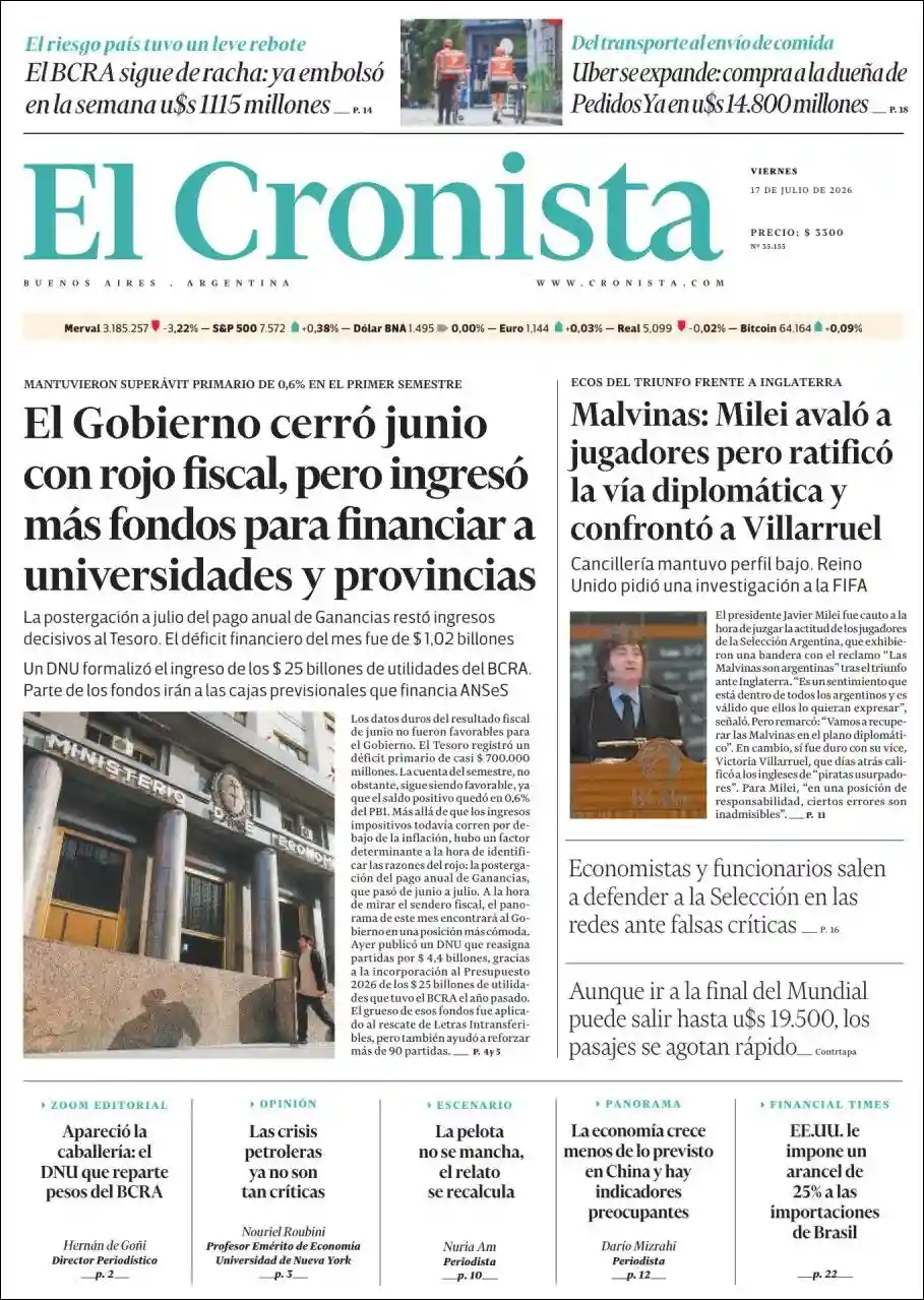 Evolucion Streaming | EL 5TO PODER - Tapa del diario Cronista