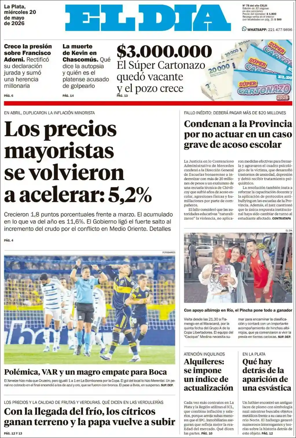 Evolucion Streaming | EL 5TO PODER - Tapa del diario El Dia